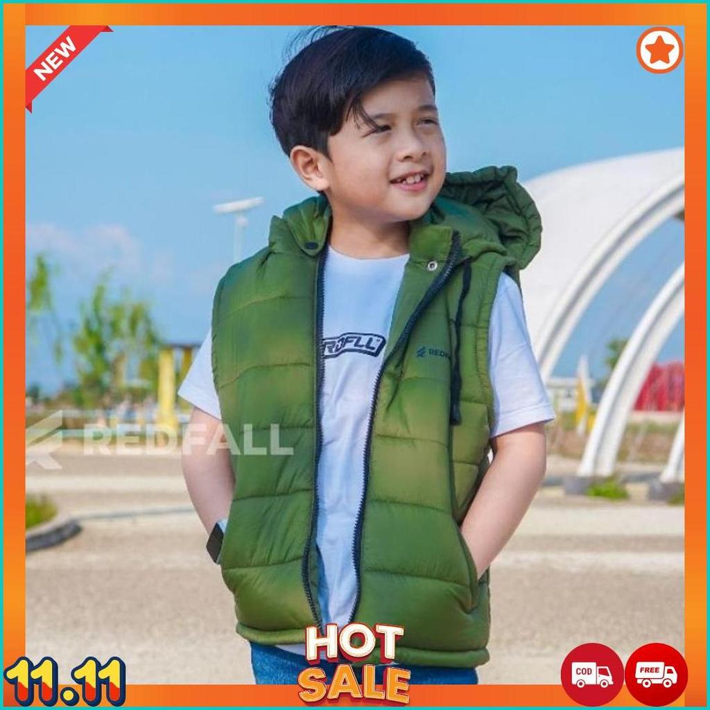 Rompi Puffer Army Anak Bolak Balik Usia 3-12 Tahun [C5]