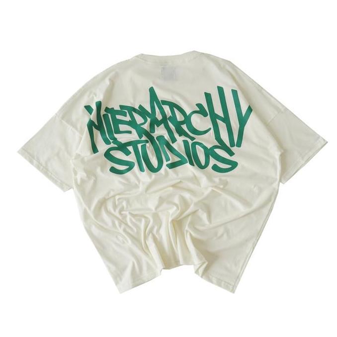 Hierarchy Studios - Graffiti Wide Logo Oversized T-Shirt White