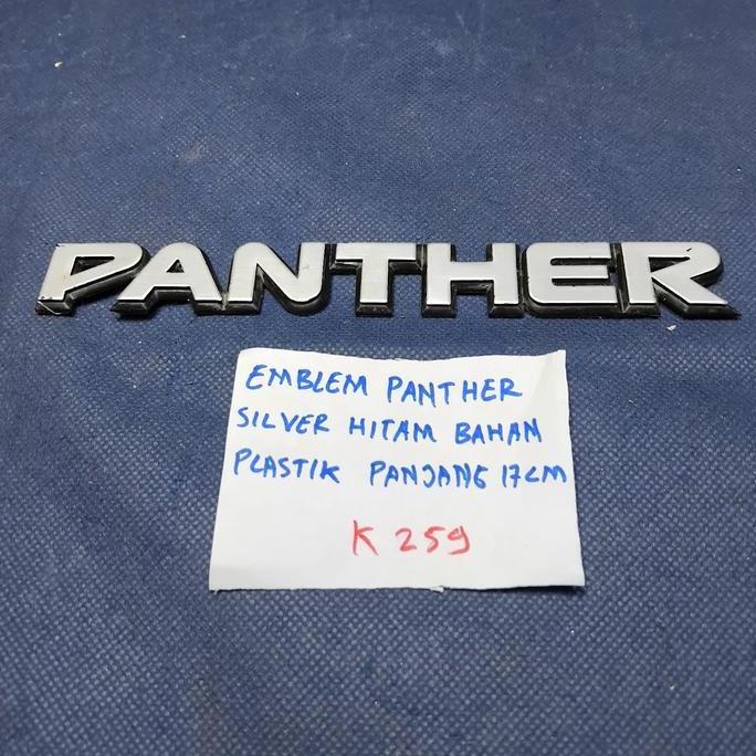EMBLEM MOBIL PANTHER SILVER HITAM BAHAN PLASTIK PANJANG 17CM BARU STOK LAMA PROMO