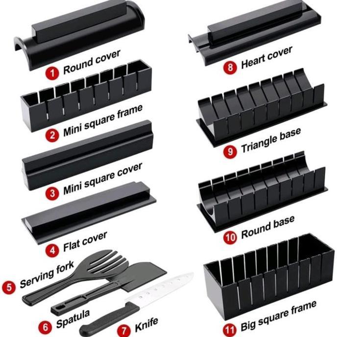SUSHI MAKER PROFESSIONAL 10 SET / CETAKAN SUSHI LENGKAP alat bulat LJ