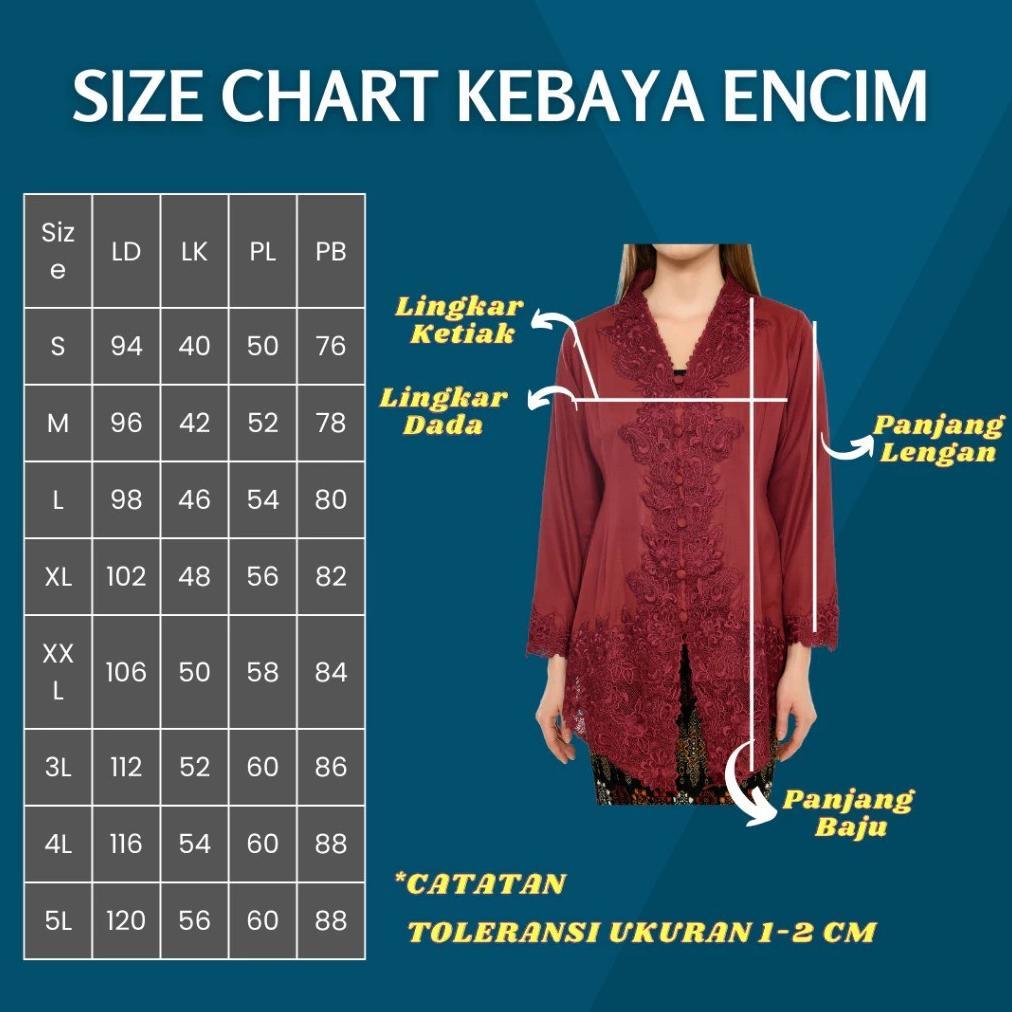 Murah Lavina - Kebaya Encim Bordir Modern Batik Tradisional Betawi Putih Bersih Terang White Lengan 