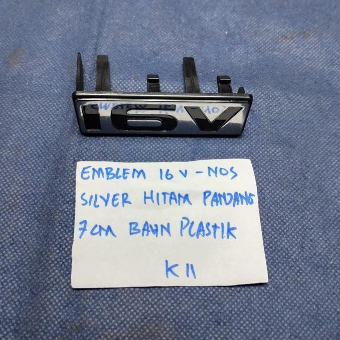 EMBLEM GRILL MOBIL 16V DAIHATSU CLASSY NOS SILVER HITAM PANJANG 7CM BAHAN PLASTIK BARU STOK LAMA MUR