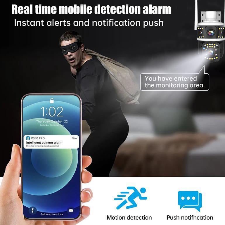 KABIUSTORE V380 PRO CCTV CCTV CAMERA HD 1080P 2 LENS OUTDOOR IP66 WATERPROOF AUTO TRACKING CCTV MURA