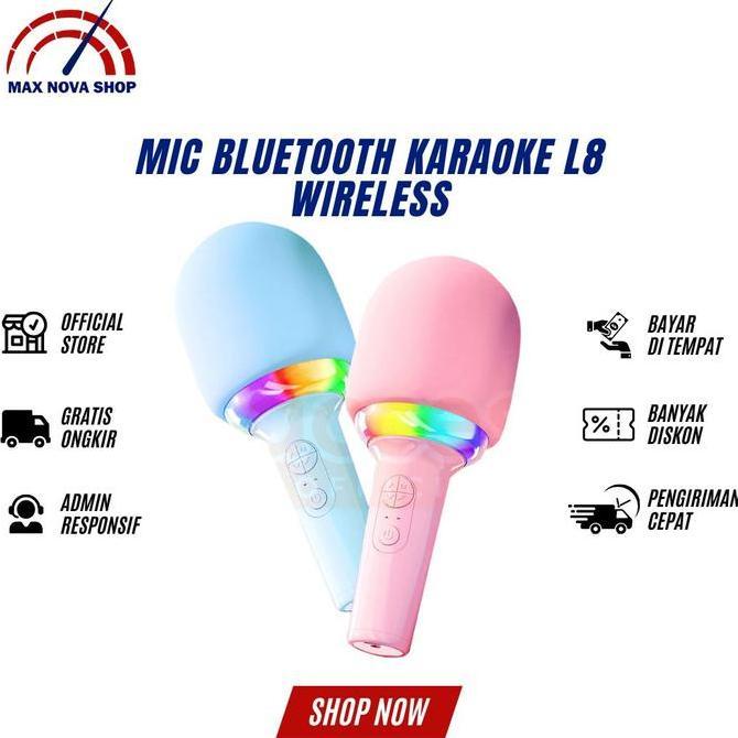 OREJELA Microphone Karaoke L8 Wireless Microphone Bluetooth Mic Karaoke Mikrofon Ponsel
