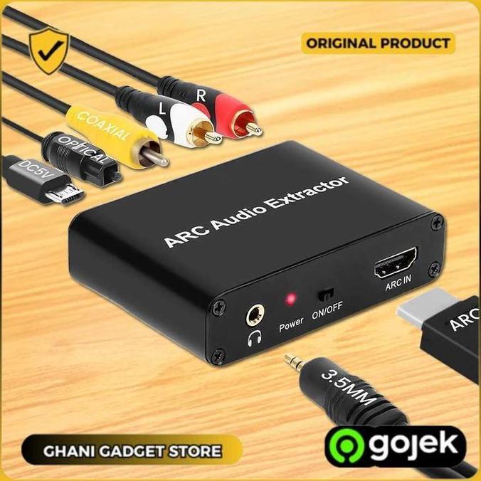 Audio Extractor Digital HDMI ARC to Analog Coaxial RCA SPDIF - Konverter Suara TV ke Speaker Amplifi