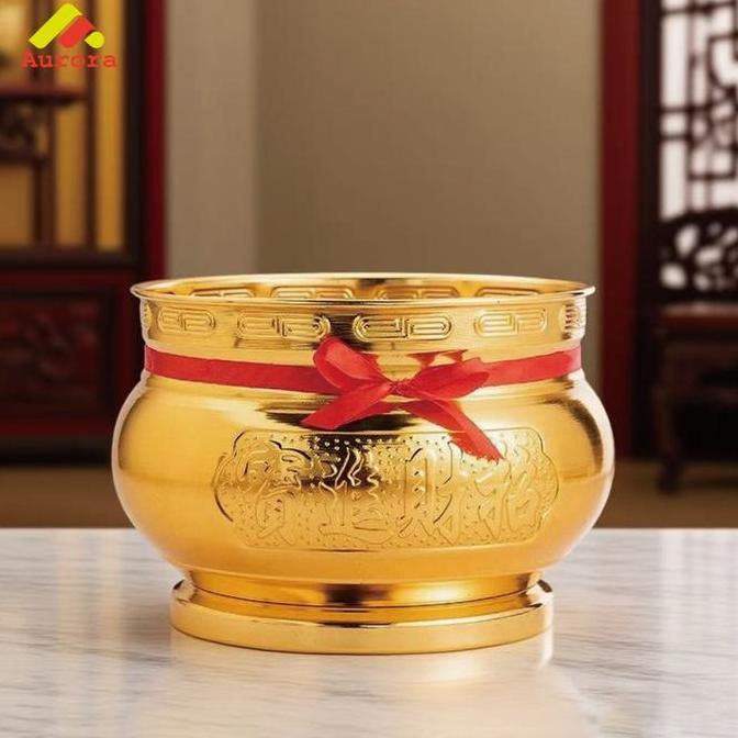 JIDZRUN 3.5"5" Hiolo Tempat Bakar Dupa Hio Kuningan Emas Keberuntungan Fengshui Cina Untuk Rumah Tem