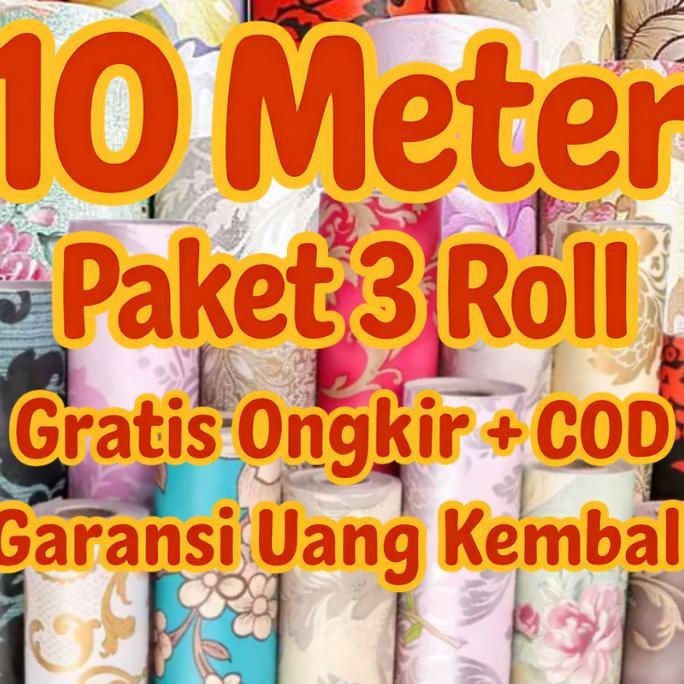 Paket Hemat 3 Roll 10 M Wallpaper Dinding 10 M 10 Meter 45 Cm X 10 M Motif Batik Embos Untuk Ruang T