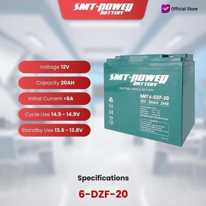 SMT-POWER Baterai UPS Samoto BATTERY KERING Aki Cas Batere Kering Selis SMT Power 6DZF20 12V 20Ah Se