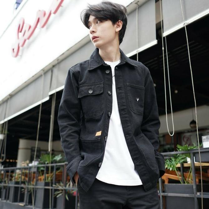 Black Jaket Trucker Denim Jaket Wolv Jaket Pria Jaket Jeans Jaket Denim