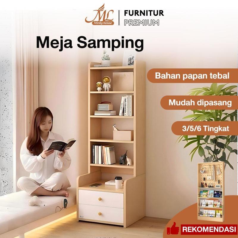 Meja Samping Tempat Tidur Serbaguna Multifungsi Meja Nakas Kayu 2 Laci Mudah Dirakit
