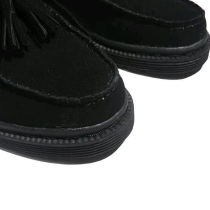 Sepatu Pria Slip On Loafers Formal SB ALETTA SUEDE BLACK Karet Flat Shoes Sneakers Hitam