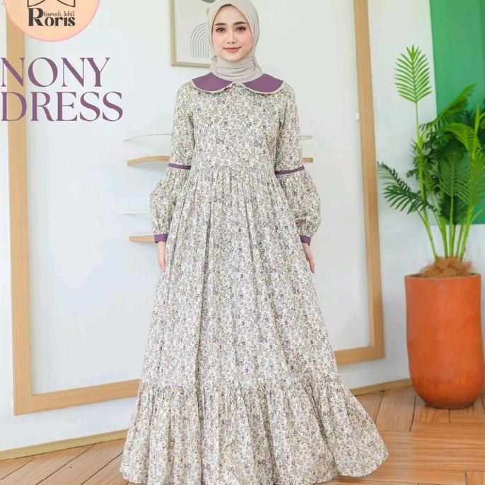 Noni motif terbaru lavender|navy  by Roris Gamis Wanita Muslim