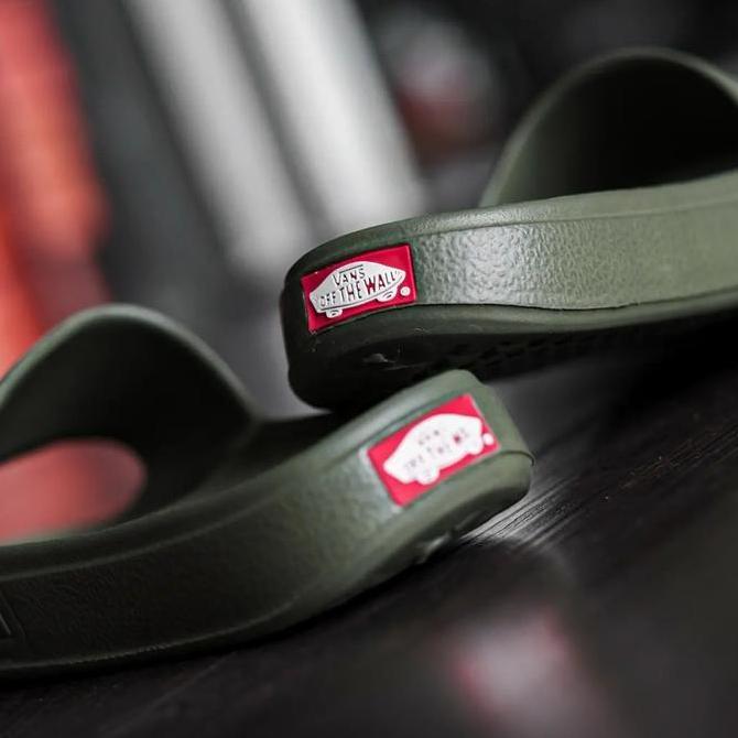 Sandal Vans Slide Slipper Checkerboard Olive Green BNIB ORINAL MURAH