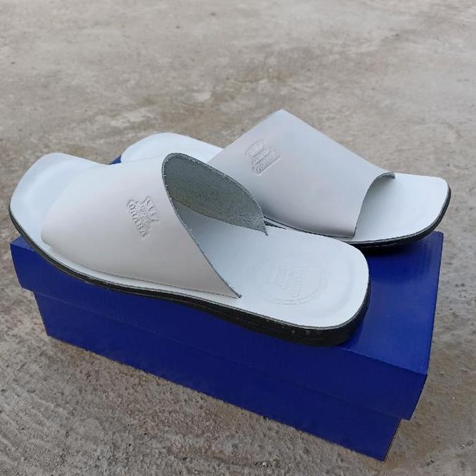 Sendal kulit putih / sandal kulit asli / sandal full kulit asli Pria Sendal Pria Sendal