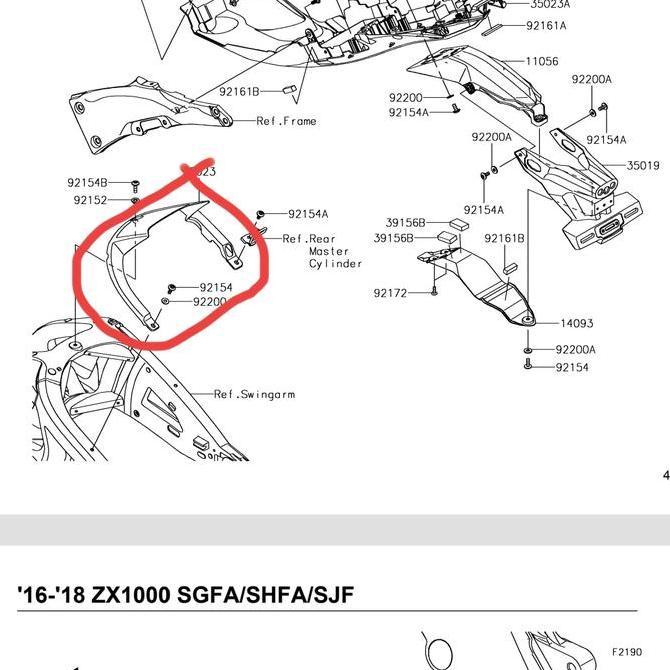 SPAKBOR SLEBOR TUTUP KOLONG KAWASAKI ZX10R ZX10 R ZX 10R ORIGINAL KGP BARU