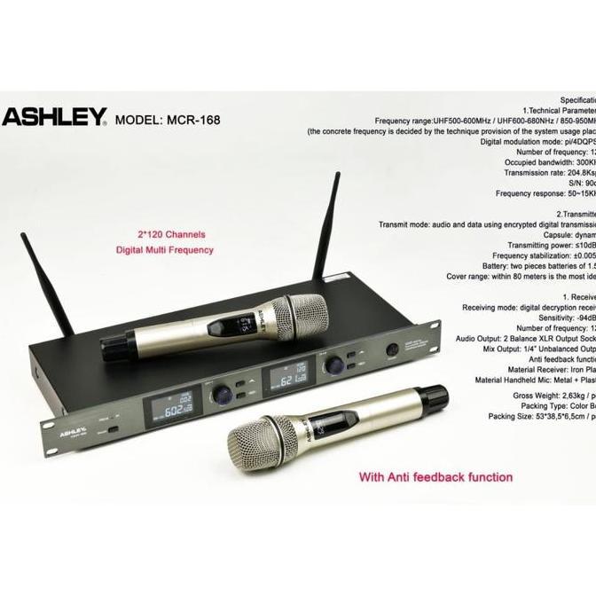 Vocale- Mic Wireless Ashley Mcr168 / Mcr 168 Produk Ashley Metal