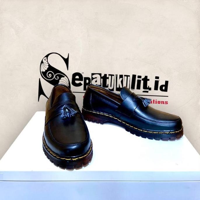 Sepatu Dokmar Low Boot Pantofel Kasual Pria Kulit Asli Hitam Slip On Pendek Terbaru Kerja Flat