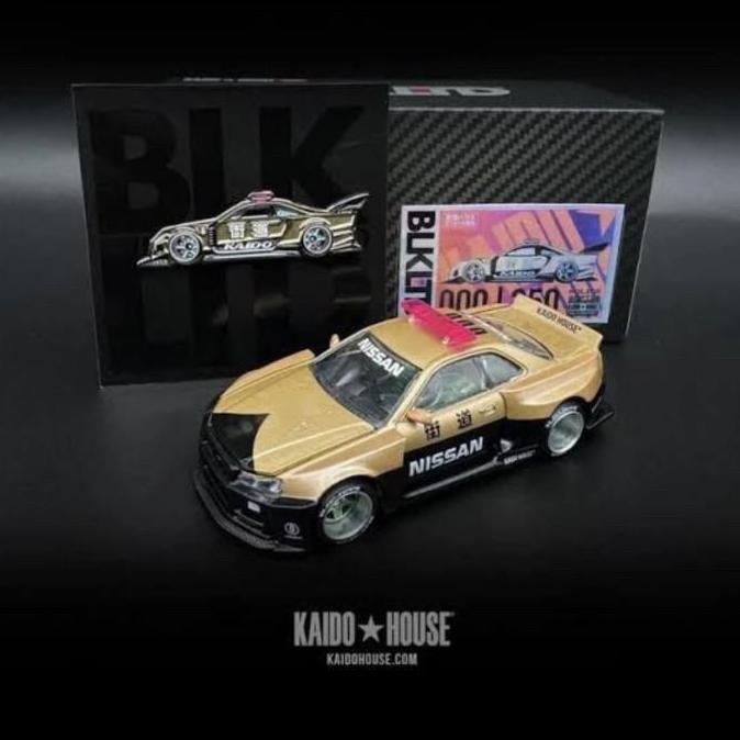 KAIDO HOUSE NISSAN SKYLINE R34 V2 AERO POLICE GOLD BLKLTD EXCLUSIVE WITH PIN