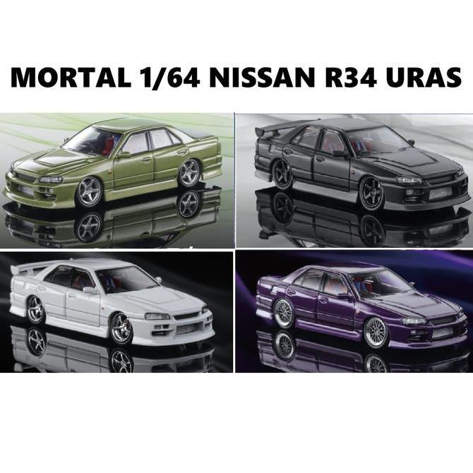 Mortal 1/64 Nissan ER34 Uras Surrounded Version White Black Millennium Jade Purple Diecast Mobil