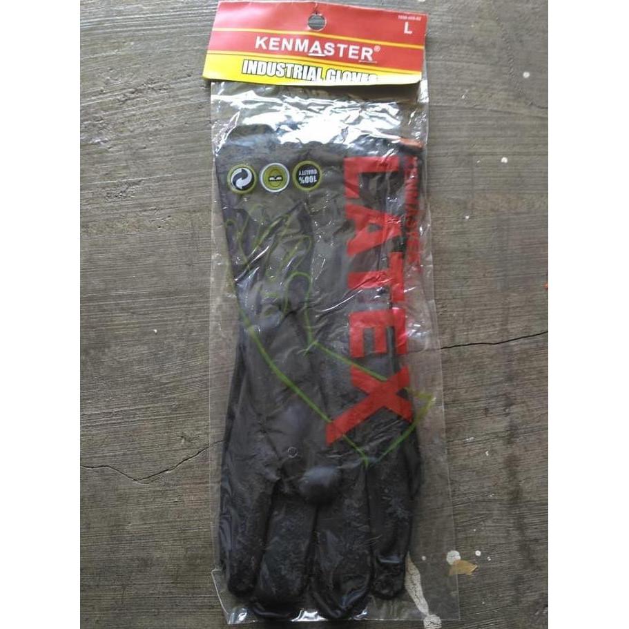 Kinigami- Sarung Tangan Karet Rubber Kenmaster Hitam Latex Industrial Gloves