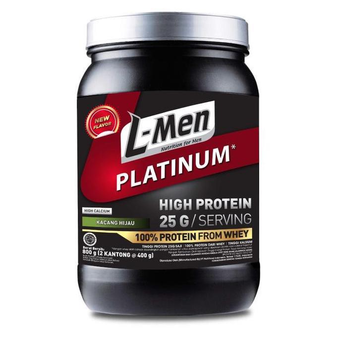 Kerenabis- L-Men Platinum Kacang Hijau 800Gr 1,7Lbs - 25G Whey Protein - 21 Serving - 5,9G Bcaa Dile