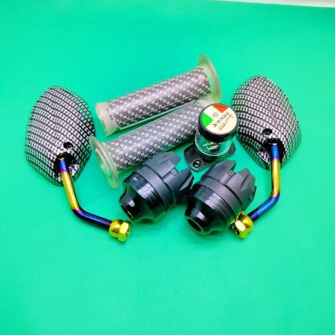 Promo paket Honda beat spion beat mini twotone - hangrip karbon+jalu as roda+ Stempel kaca cnc varia
