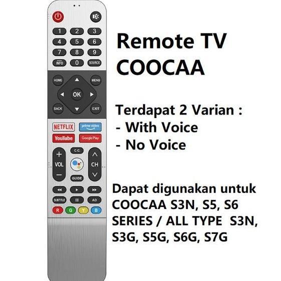 REMOT REMOT TV COOCAA LED/LCD ANDROID SMART TV BLUETOOTH Diskon