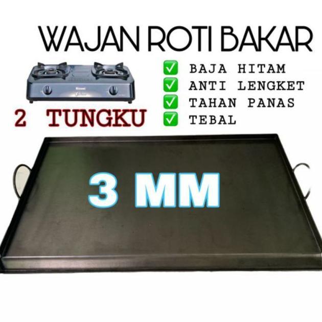 Wajan Roti Bakar / Wajan Sosis / Wajan Kebab / Wajan Roti John / Wajan 2 Tungku / 3Mm