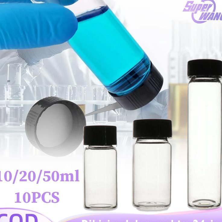 10Pcs Botol Kaca Mini 10/20/50Ml Botol Beling Kecil Botol Kaca Tutup Ulir Botol Sample Parfum Botol 