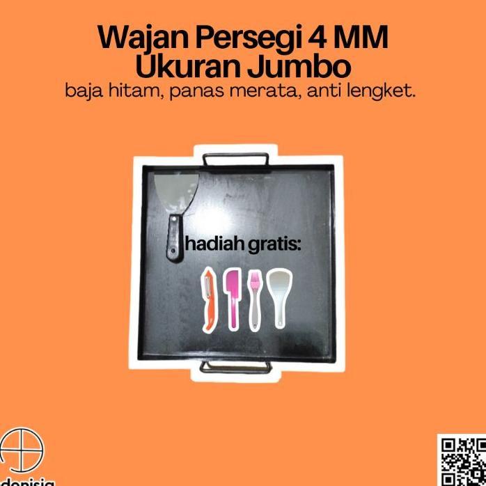 (4 Mm) Wajan Persegi Tebal 4 Mm 4Mm Baja Hitam Untuk Roti Bakar Burger Kebab / Wajan Roti Bakar / Wa