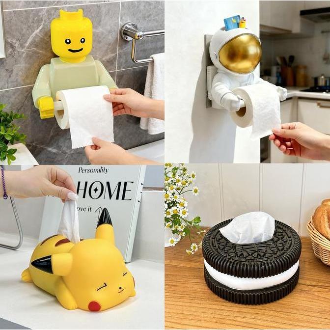 Kotak Tempat Tisu Meja dan Dinding Unik Lucu Kartun Gantungan Tissue Toilet Paper Roll Holder