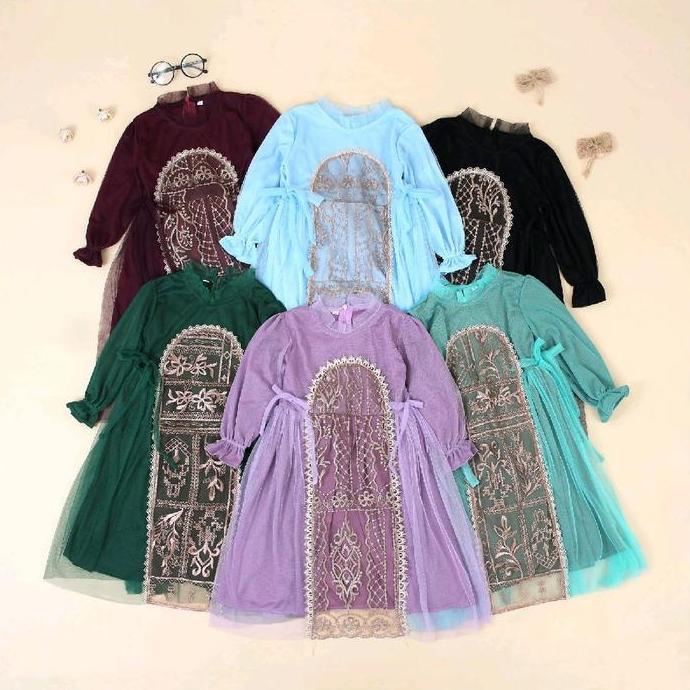 Stile- Gamis Kamari Brukat Gamis Anak Perempuan Usia 1-6Tahun Set