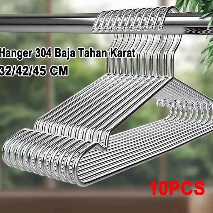 Olhome 3 Mm Hanger Baju Stainless Tebal 3 Mm Gantungan Baju 1 Paket 10 Buah