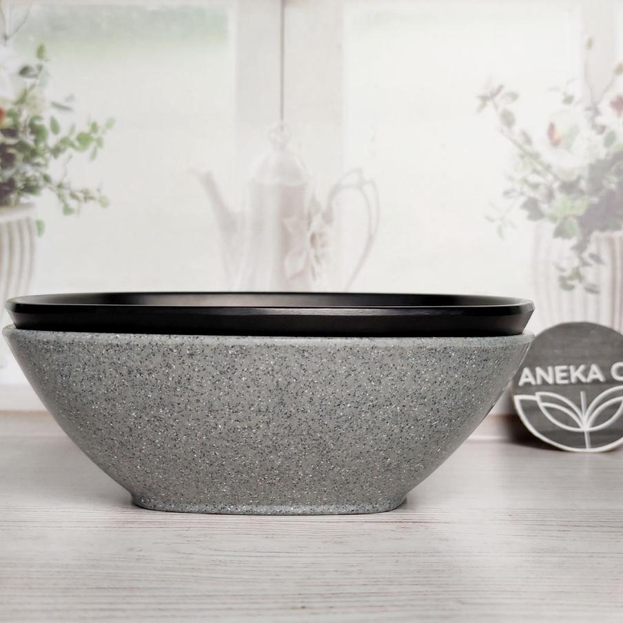 Melamine Stone Mangkok Kotak 8 Inch - Mangkok Persegi - Mangkok Besar - Mangkok Segi Empat - Mangkok