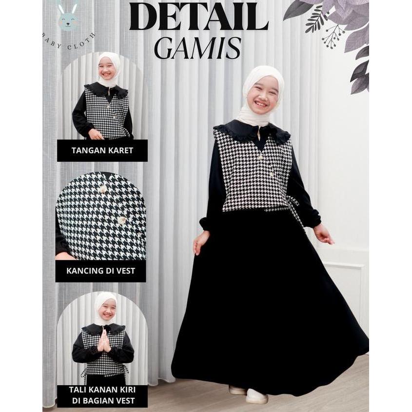 Stile- Gamis Silvia Rompi Anak Smlxl Baby.Cloth Untuk Umur 3-14 Tahun Baju Muslim Panjang Printing D