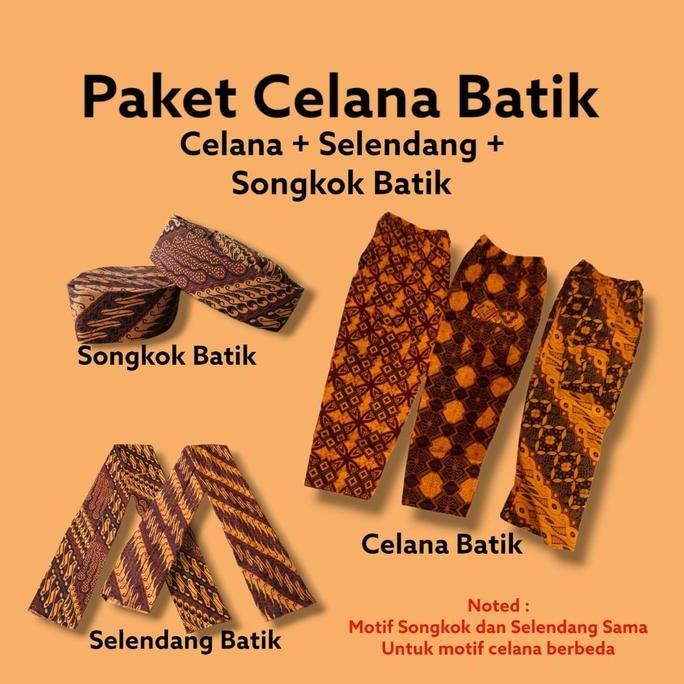 Stile- Paket Celana Batik Anak Sampai Desa Adat Betawi Dapat Syal Selendang Dan Songkok Batik Coklat