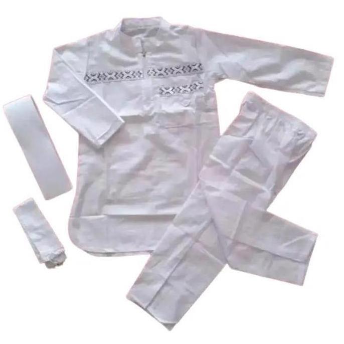 NEW BAJU SETELAN KOKO ANAK PAKISTAN TURKI PUTIH MUSLIM KURTA POLOS ANAK LAKI-LAKI KATUN - COCOK UNTU