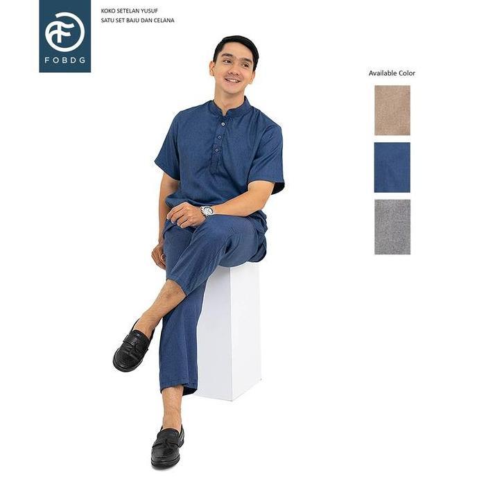 Baju Celana Koko Setelan Yusuf Lengan Pendek Set Baju dan Celana Polos Pakaian Gamis Muslim Pria Kat