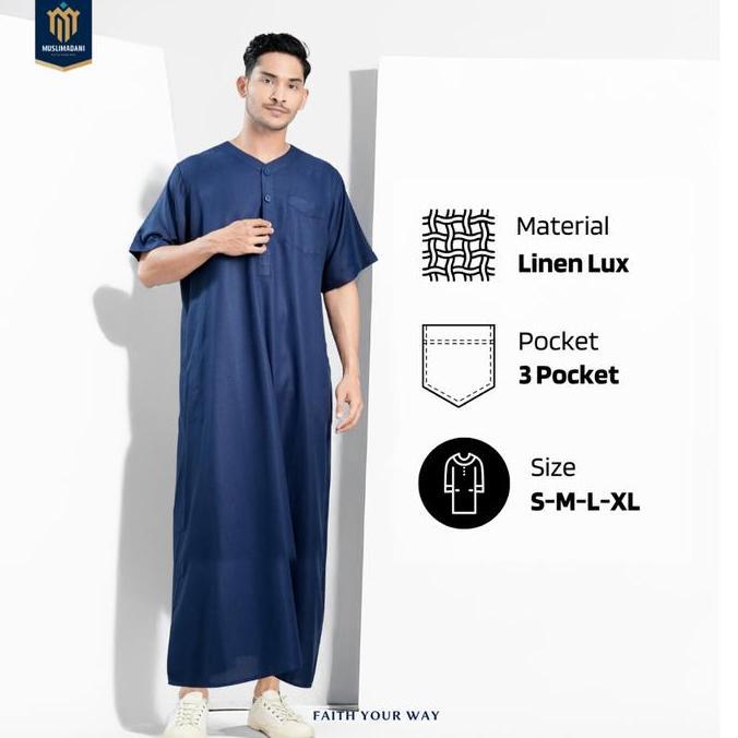 Muslimadani Jubah Dewasa SYAFIQ Gamis Pria Lengan Pendek