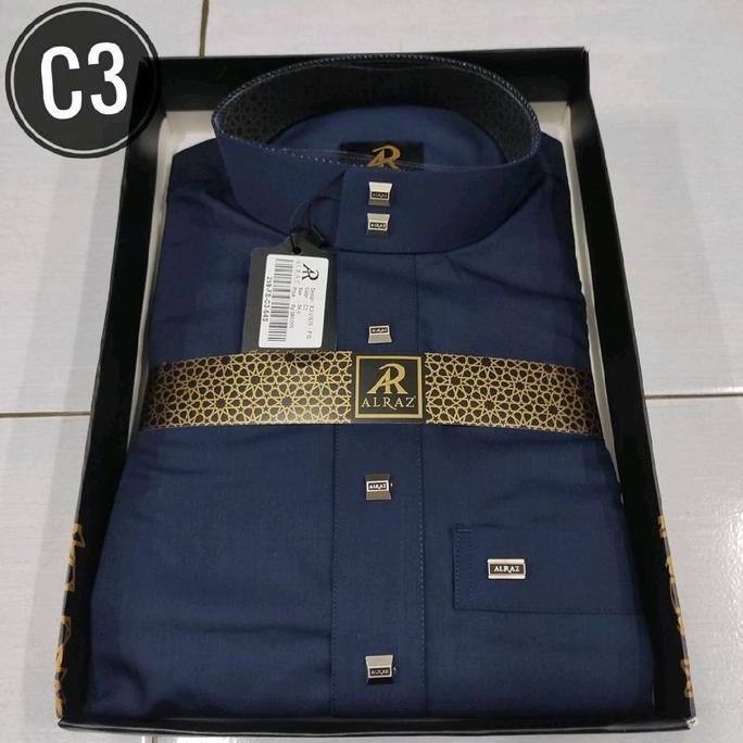Alraz Fashion Baju Gamis Muslim Pria Jubah Alraz Wool Lengan Polos Dewasa Kancing