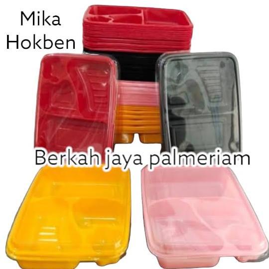 Terlaris Mika Bento Bintang / Mika Bento / Tray Hokben / Mika Warna / Mika Skat 4 + Tutup Per Pack I