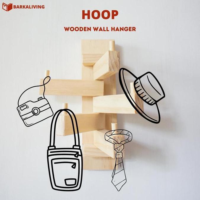 Hoop Wooden Wall Hanger Gantungan Baju Tas Topi Dinding Serbaguna Kayu Modern Minimalis Aesthetic Ra