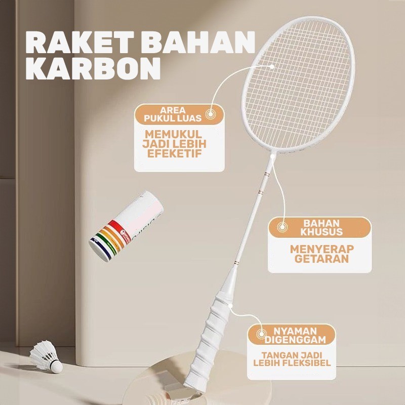 Bbak Raket Badminton Raket Bulu Tangkis Isi 2 Bahan Full Carbon Berkualitas Olahraga Badminton Origi