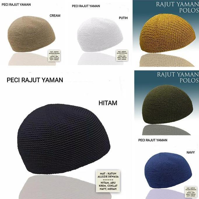 Peci Yaman Peci Rajut Yaman Polos Sulam Tangan Peci Rajut Bahan Katun
