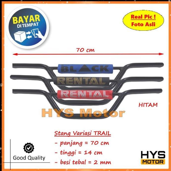 HYS STANG STIR TRAIL KLX HITAM BUSA RENTAL - SETANG SETIR VARIASI MOTOR CUSTOM KASTEM BESI TEBAL KUA