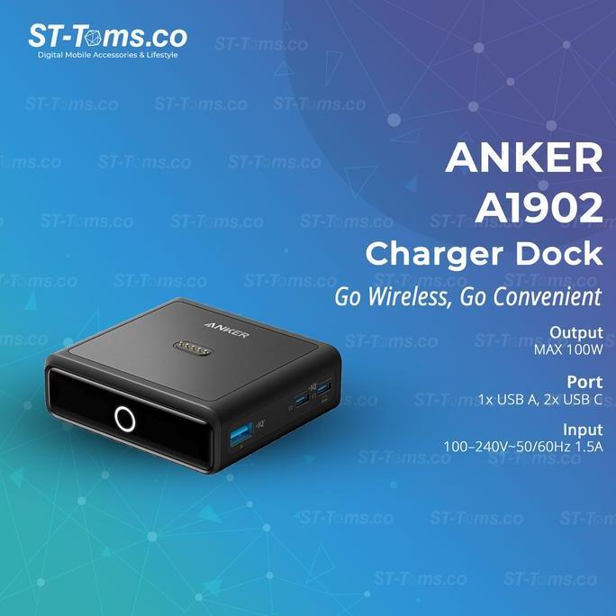 Anker 100W Charging Base for Anker Prime Power Bank Charging USB A USB C Fast Charging - A1902