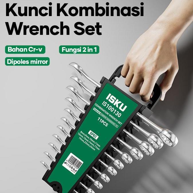 Xx1X- Isku Kunci Ring Pas Set 11 Pcs 8-24Mm Kunci Kombinasi Buka Baut Oli Mesin Mobil Motor Spanner 