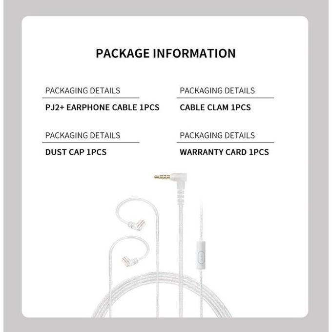 Jcally Pj2+ 3.5Mm Bend Silver Plated Earphone Upgrade Cable With Mic