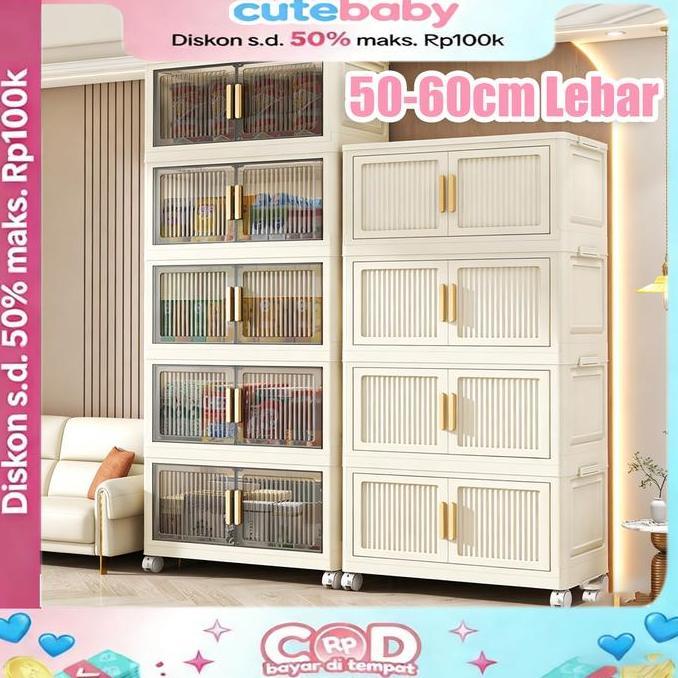 COD 24h Shipping50cm/60cm Lemari Penyimpanan Plastik/lemari pakaian aesthetic/lemari lipat/lemari po
