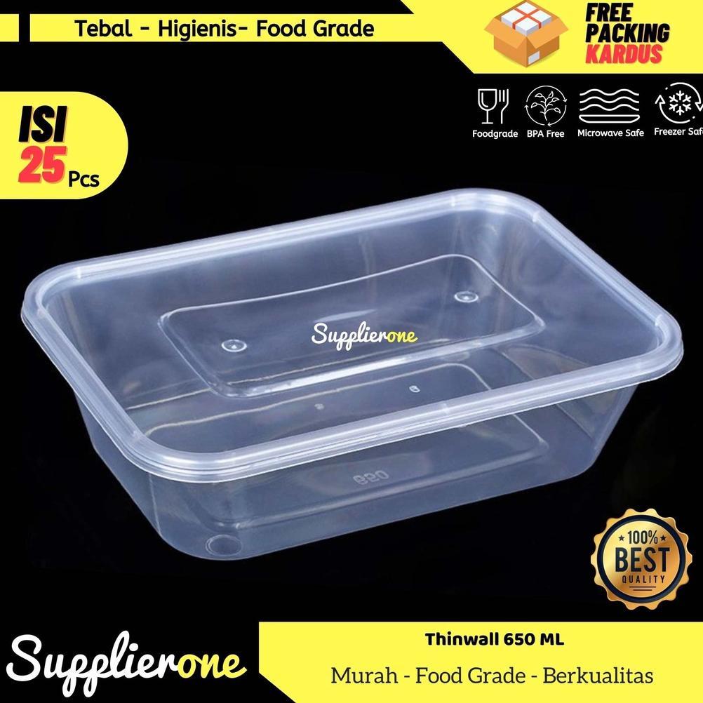 Terlaris Thinwall 650 Ml / Lunch Box Plastik / Wadah Plastik / Kemasan Makanan Plastik